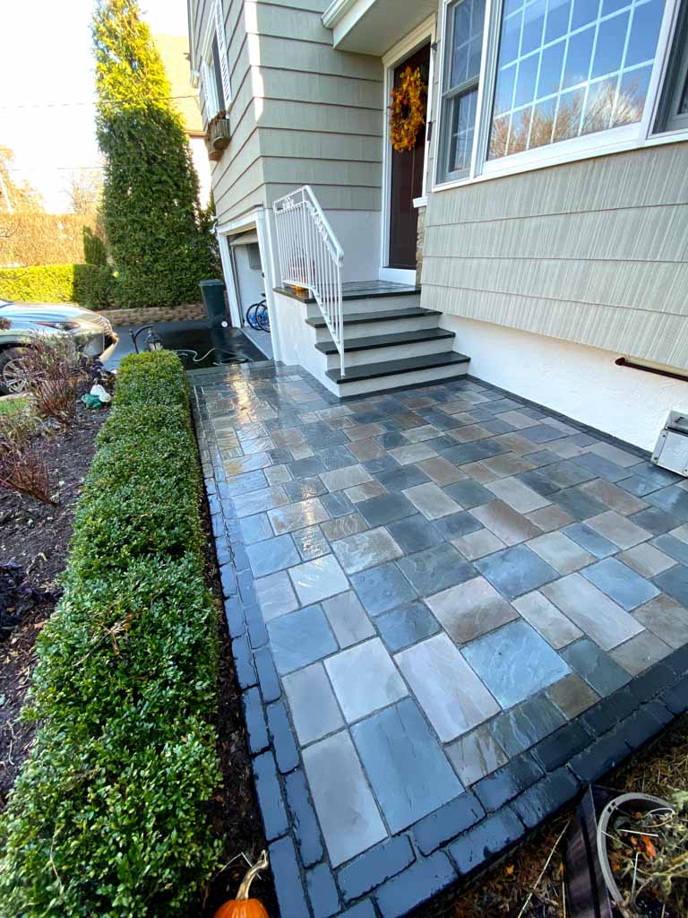 Front Entry Stone Patio by MG's Lawn Green